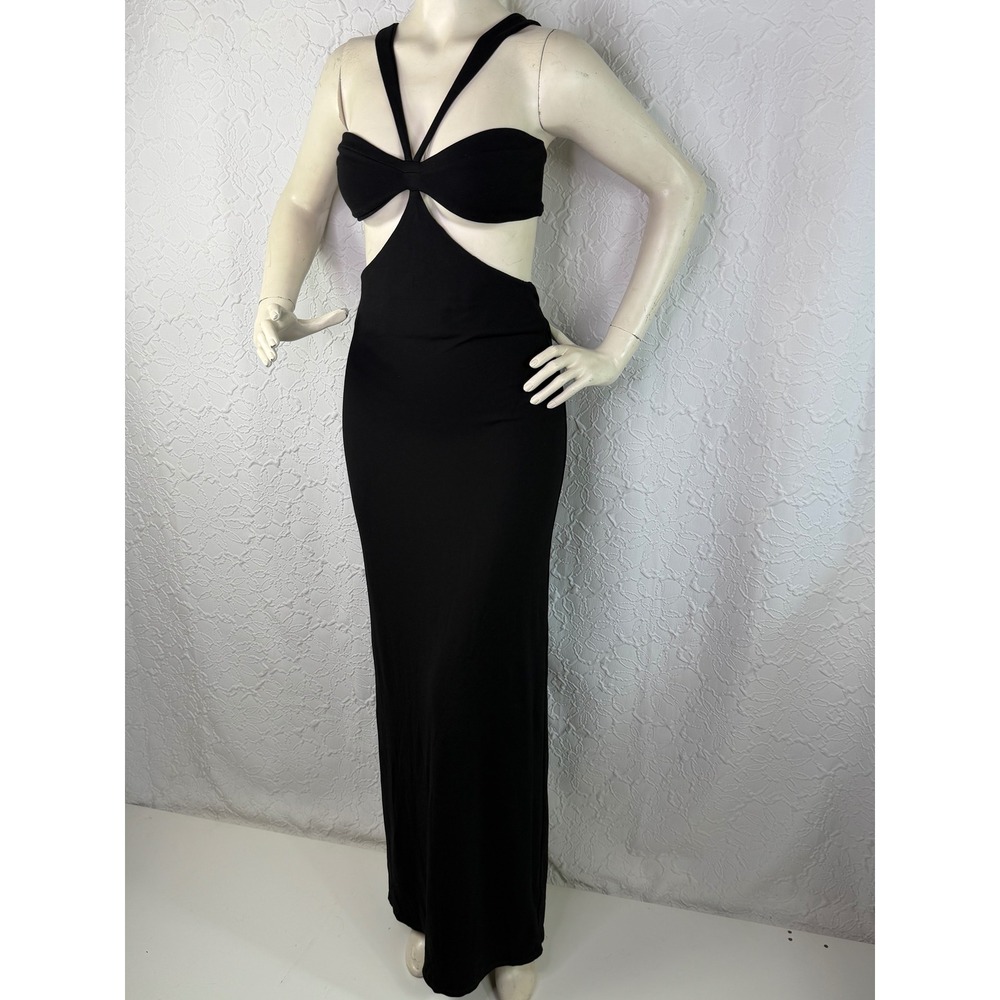 h.ours Black Cutout Maxi Dress Size M